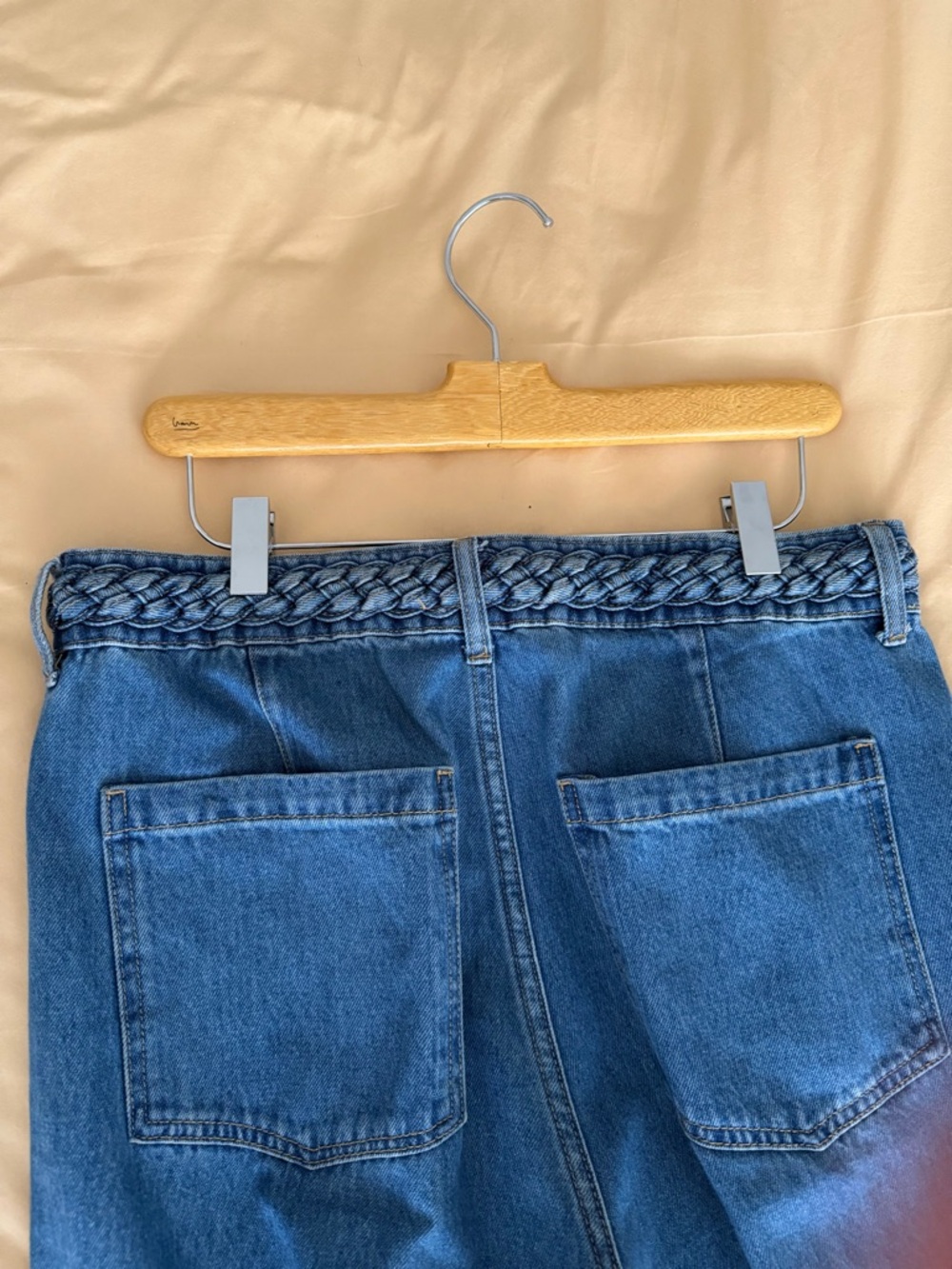 H&M Wide-Leg Mid Blue Denim Jeans with Braided Waistband - Picture 4 of 7